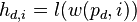 h_{d,i} = l( w( p_d, i ))