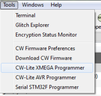 Tools menu XMEGA programmer.png